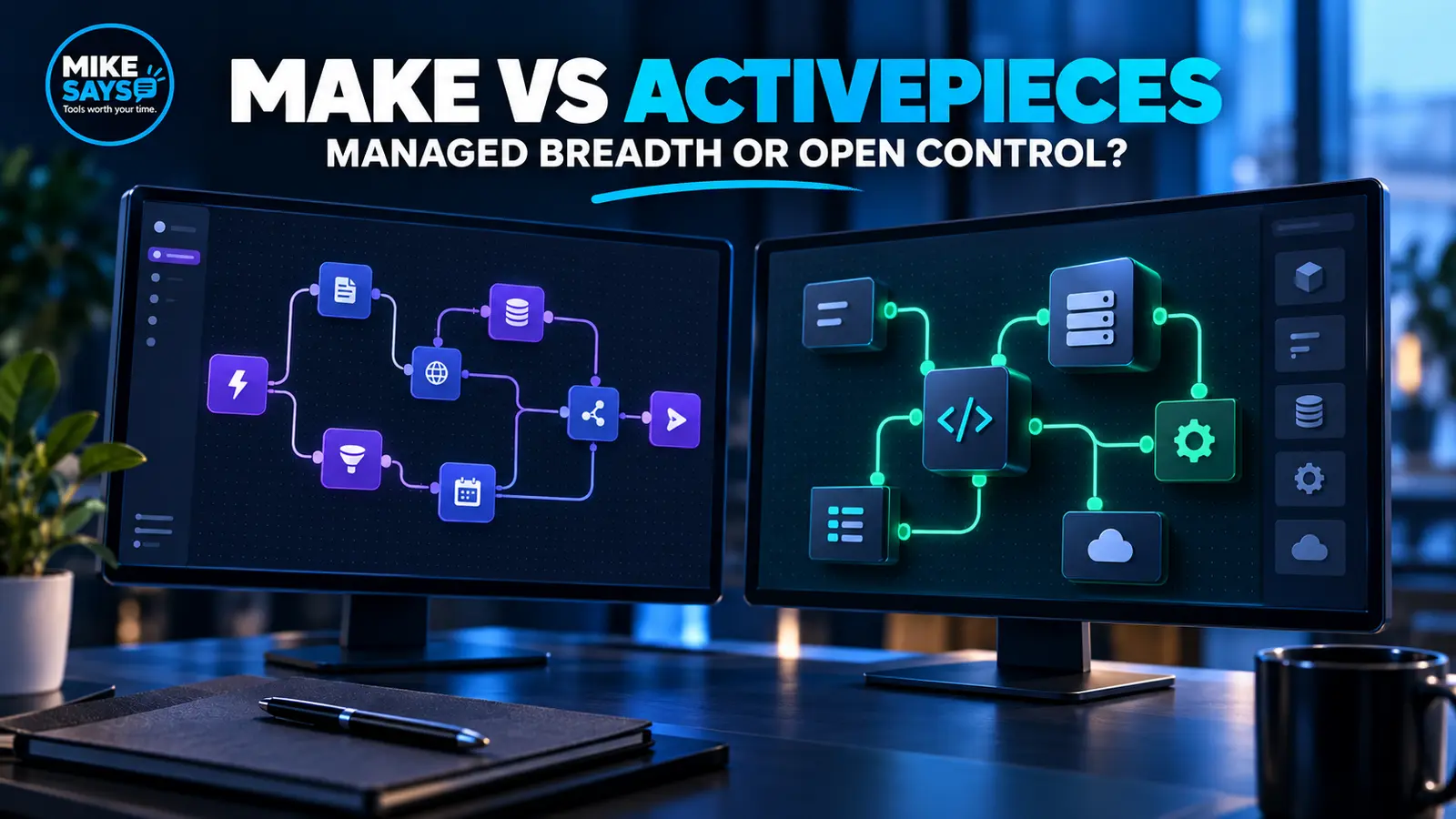 Mike Says Make vs Activepieces comparison with two visual workflow approaches